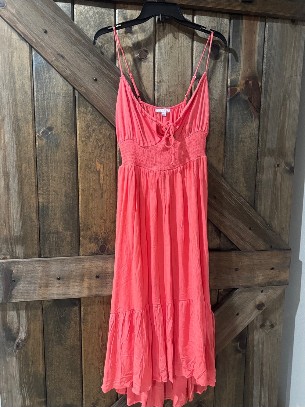 iris Coral Pink Spaghetti-Strap Maxi Dress